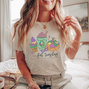 Mardi Gras T-shirt Fat Tuesday Shirt Unisex Short Sleeve Graphic T-shirt